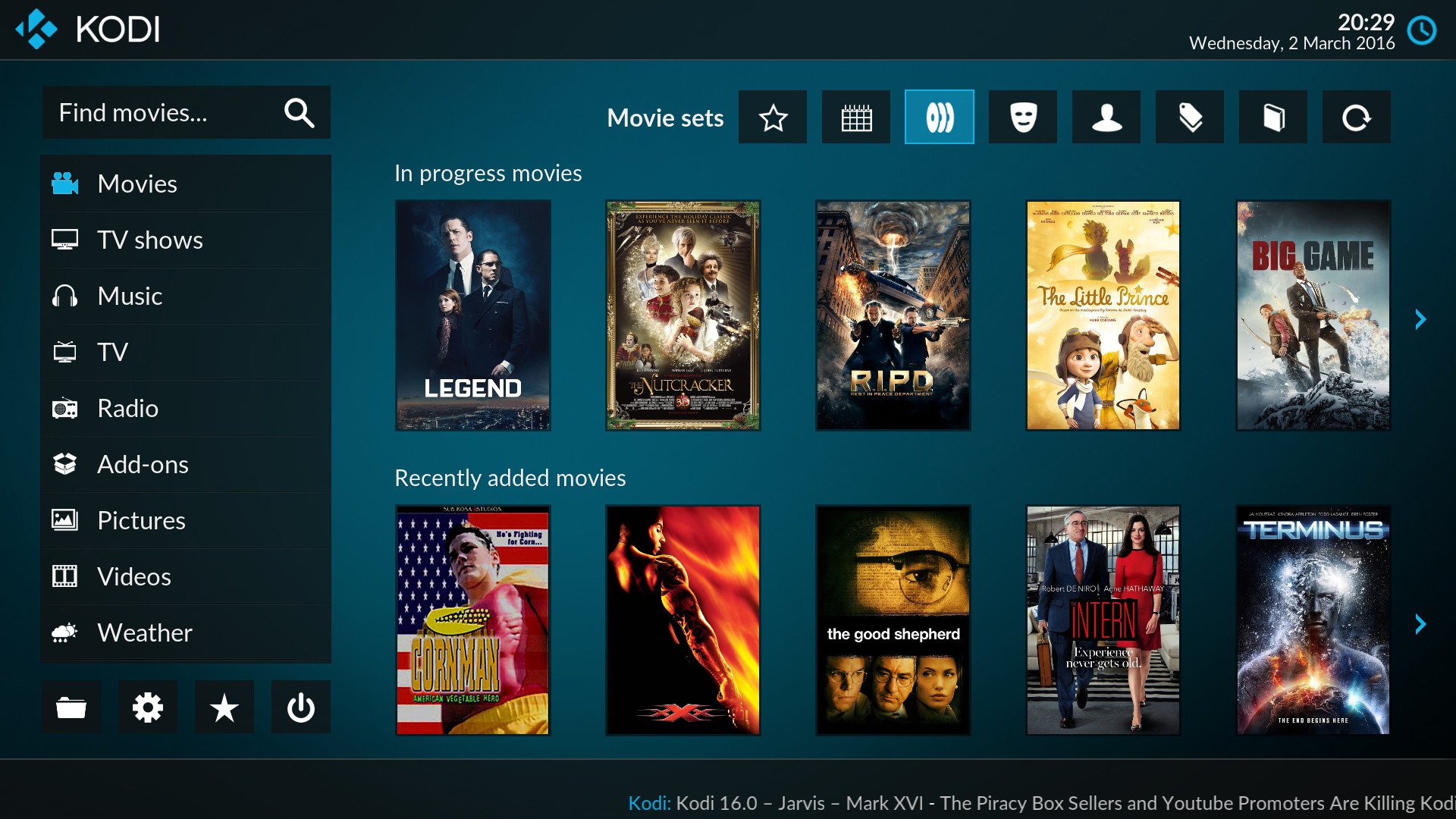 interface de Kodi